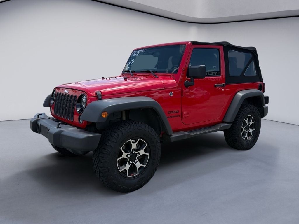 2017 Jeep Wrangler Sport in Firecracker Red Clearcoat — front three-quarter view