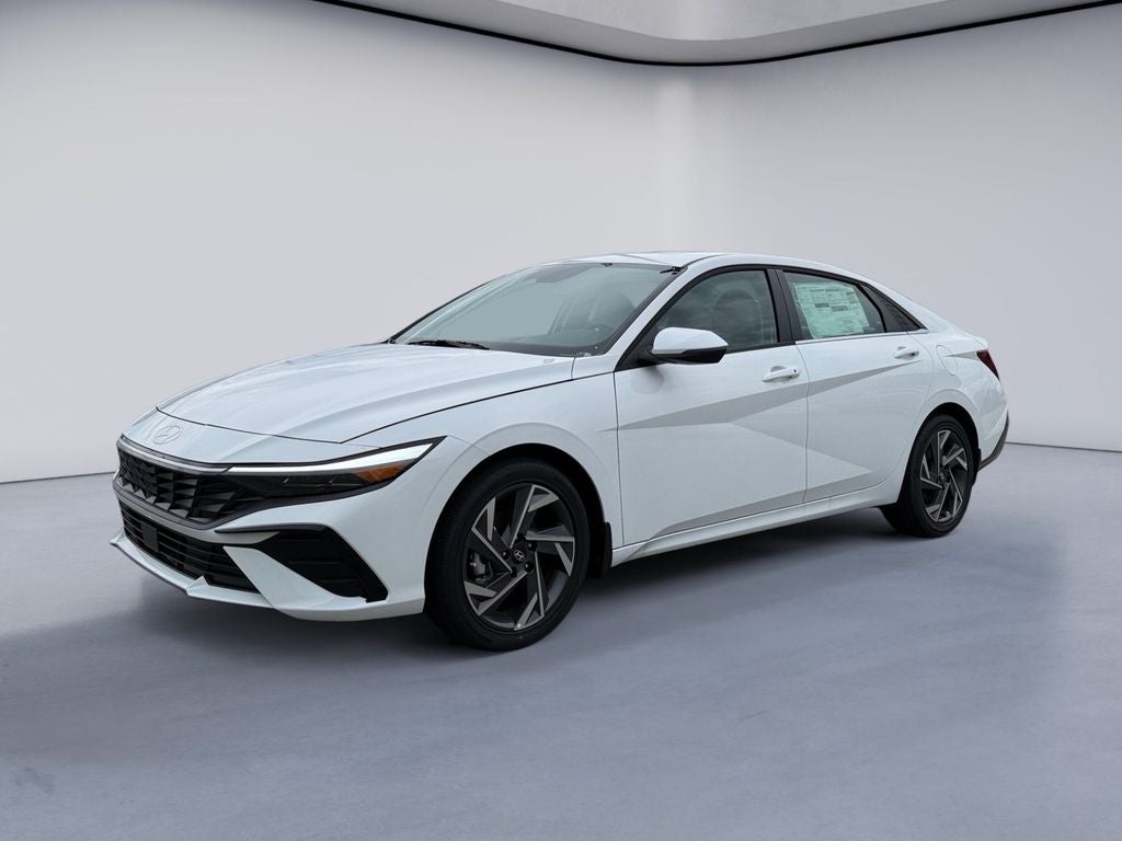 2026 Hyundai ELANTRA Limited in Serenity White Pearl — front three-quarter view